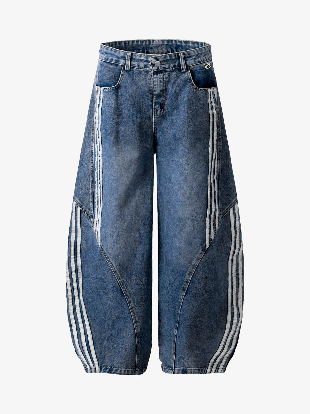 Revelse™ Contrast Stitching Barrel Leg Denim Jeans