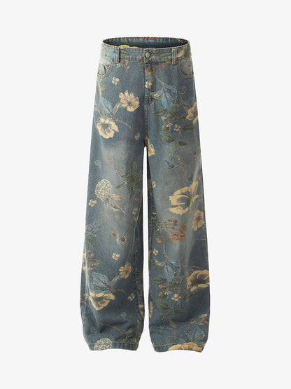 Revelse™ Floral Print Denim Carpenter Jeans