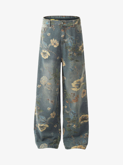 Revelse™ Floral Print Denim Carpenter Jeans
