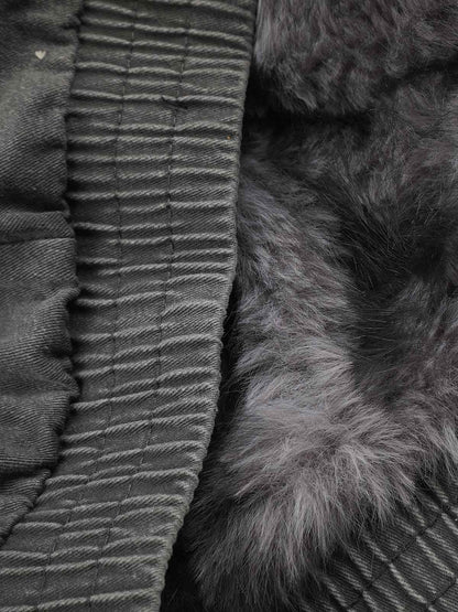 Sleeve and cuff detail on the washed bomber coat