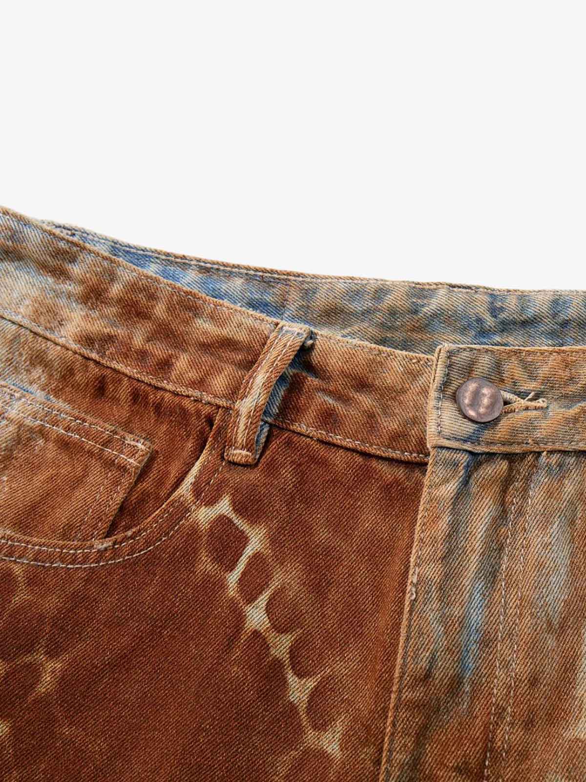 Revelse™ Croc Texture Washed Wide Leg Denim Jeans