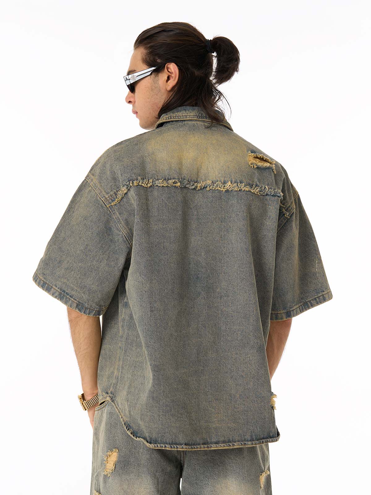 Revelse™ Men's Ripped Distressed Denim Jacket and Pants Set