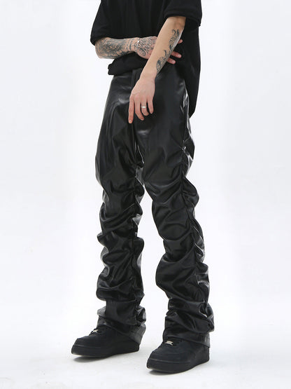 Revelse™ Punk Style Pleated Faux Leather Pants