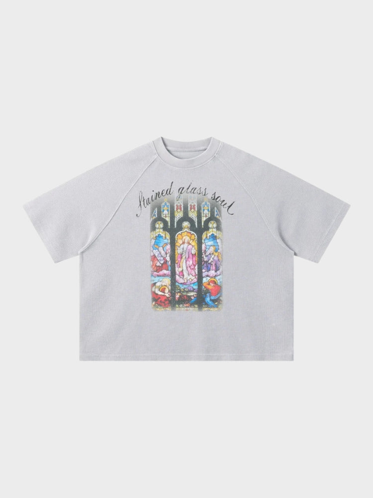Revelse™ Waffle Knit Graphic Print Relaxed T-Shirt