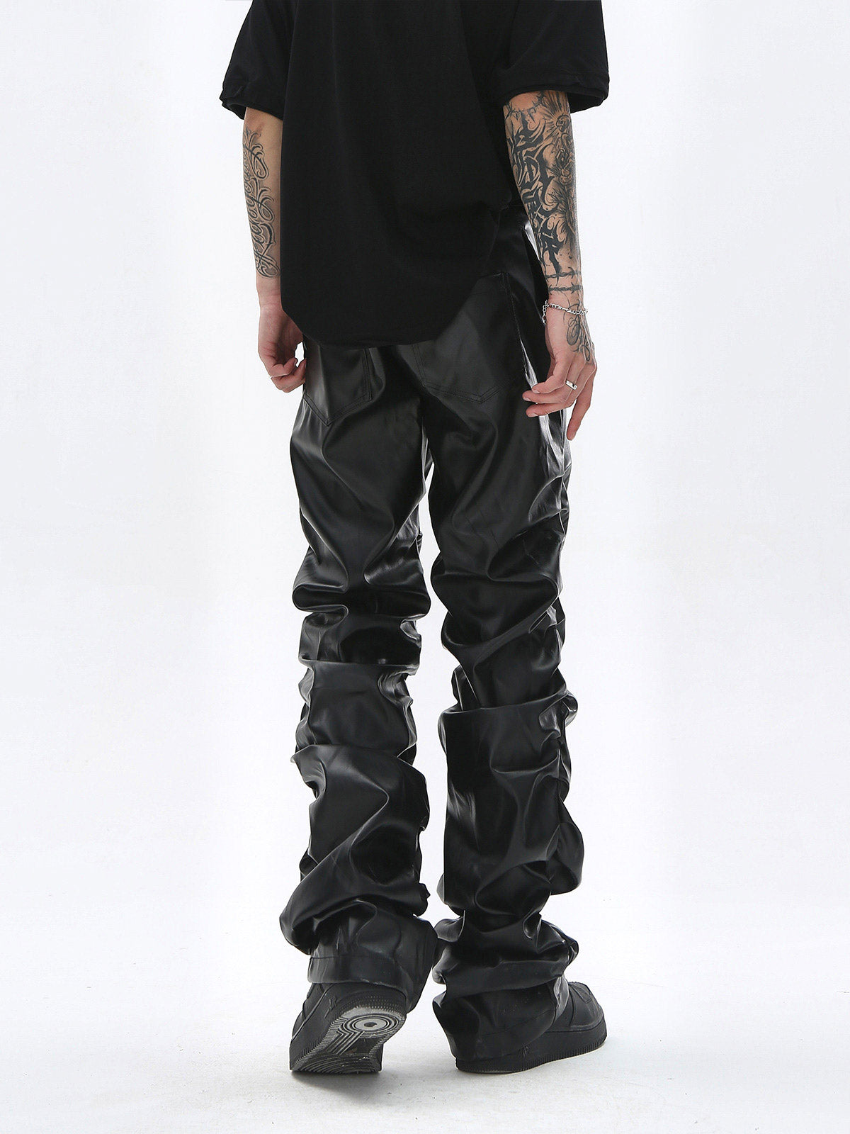 Revelse™ Punk Style Pleated Faux Leather Pants