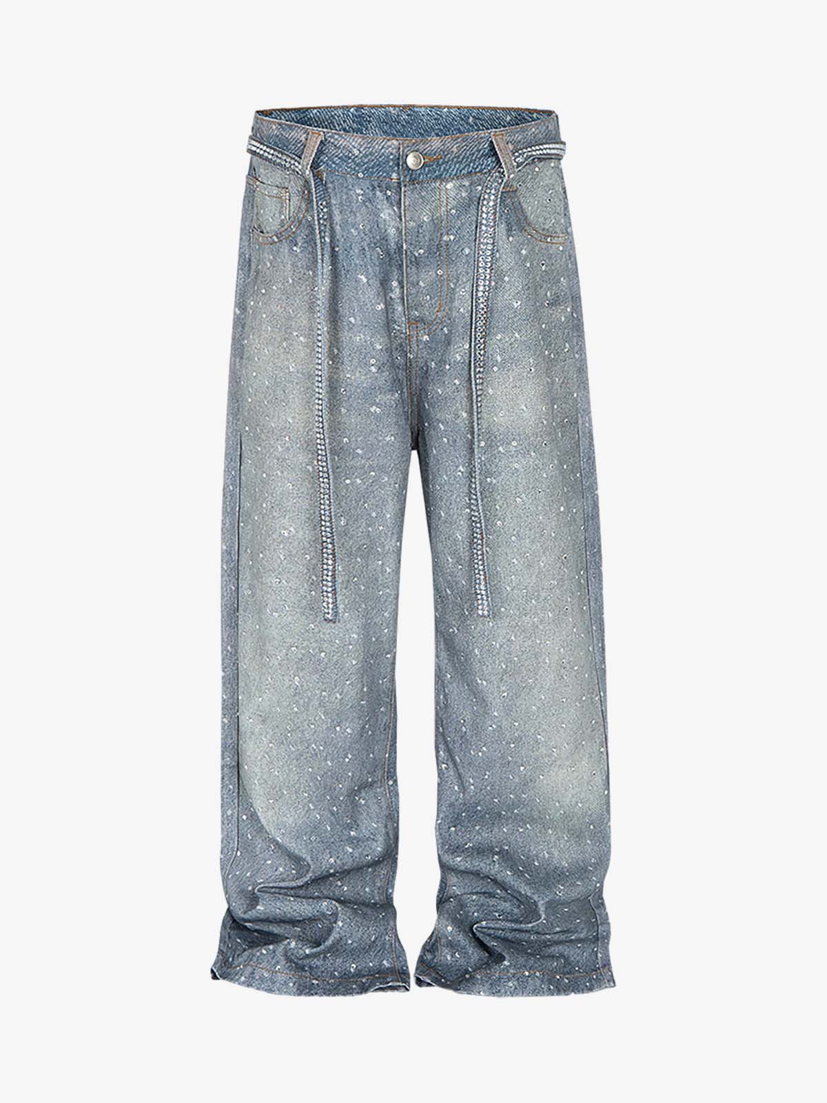 Revelse™ Distressed Denim Jeans with Diamond Belt Decor Detail