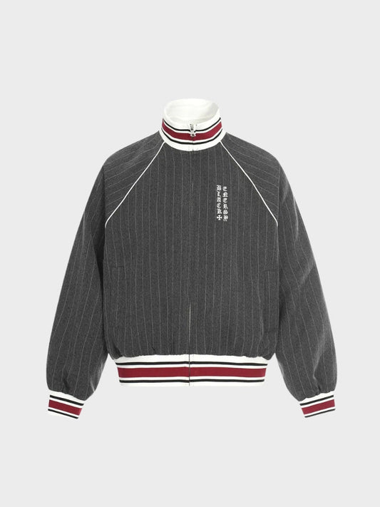 Revelse™ Striped Polyester Tracksuit Set Dark Grey