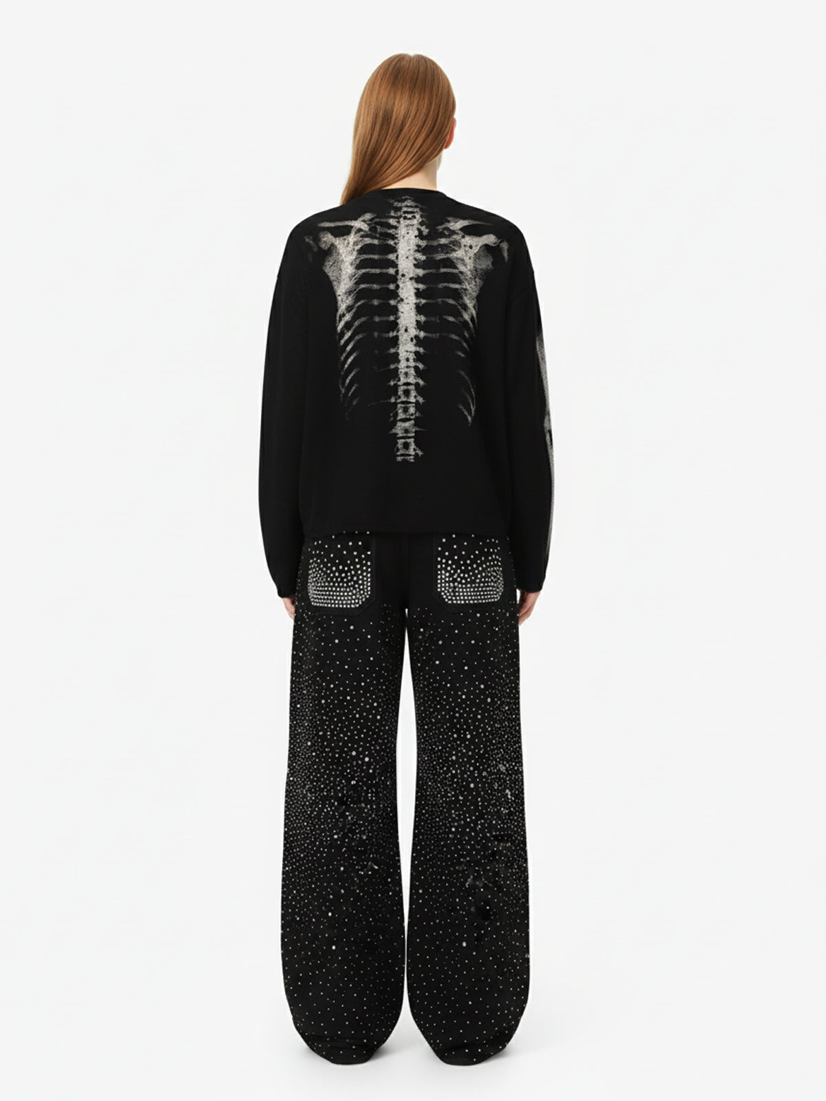 Revelse™ Skeleton Graphic Waffle Knit Sweatshirt
