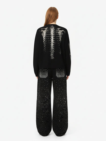 Revelse™ Skeleton Graphic Waffle Knit Sweatshirt