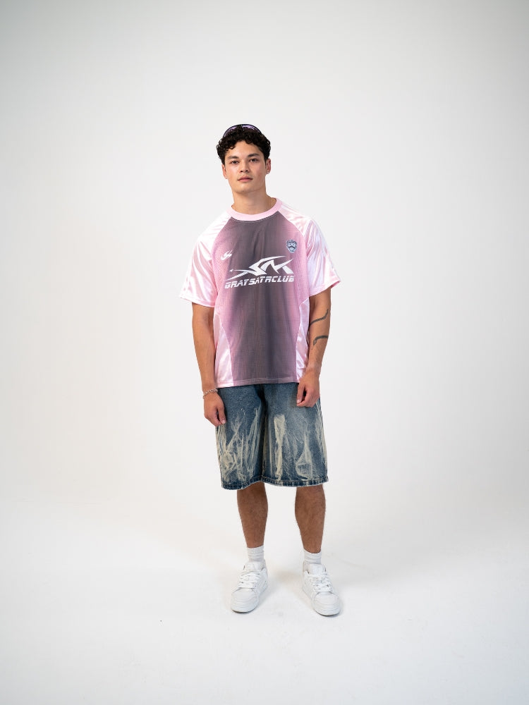 Revelse™ Distressed Football Mesh T-Shirt Cotton Blend