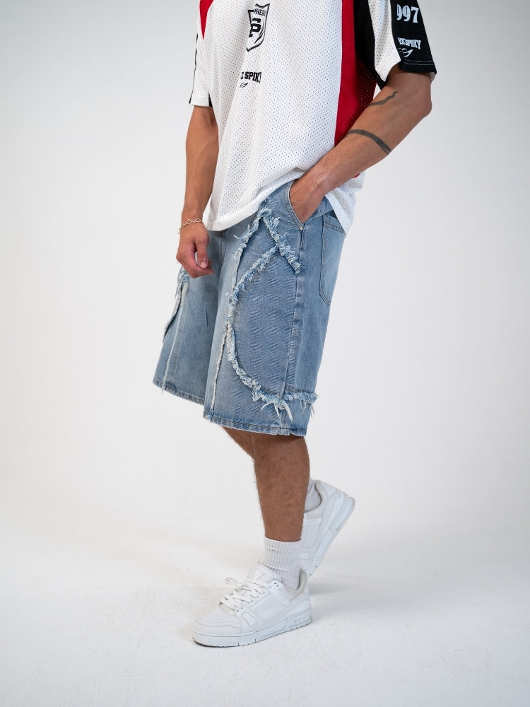 Revelse™ Distressed Embroidered Denim Jorts