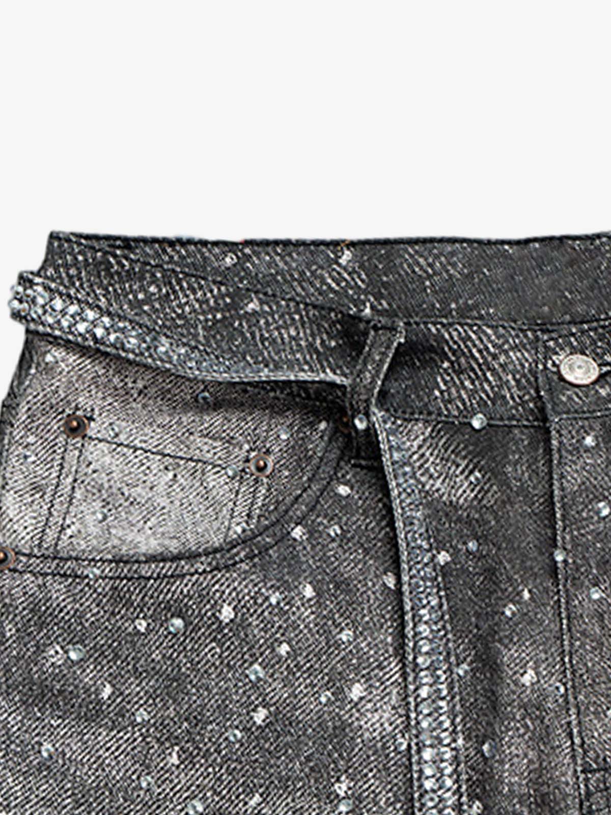 Revelse™ Distressed Denim Jeans with Diamond Belt Decor Detail