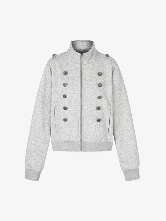 Boxy fit military-style jacket with double-breasted button detail