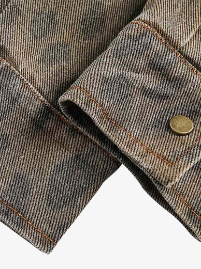 Revelse™ Distressed Cheetah Print Denim Shirt Vintage Style