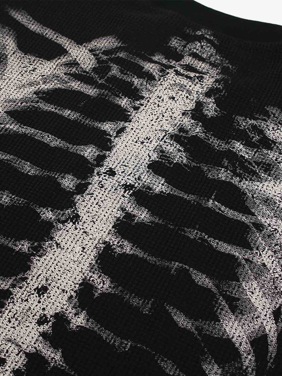 Revelse™ Skeleton Graphic Waffle Knit Sweatshirt