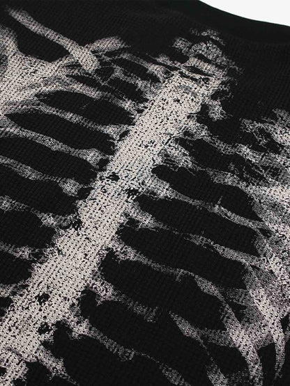 Revelse™ Skeleton Graphic Waffle Knit Sweatshirt