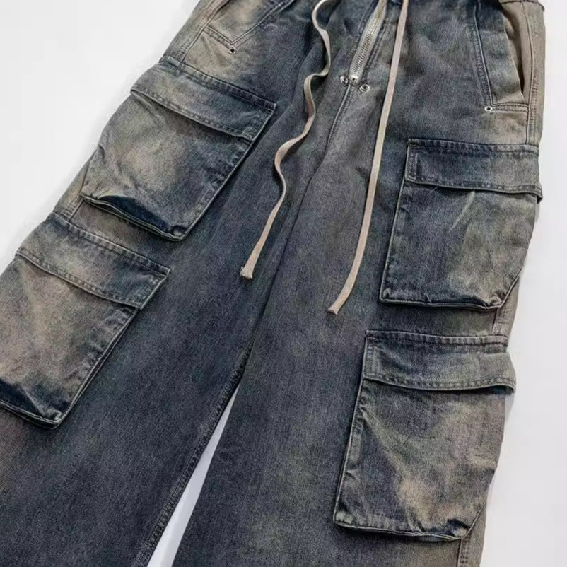 Revelse™ Wide Leg Multi-Pocket Loose Fit Straight Jeans