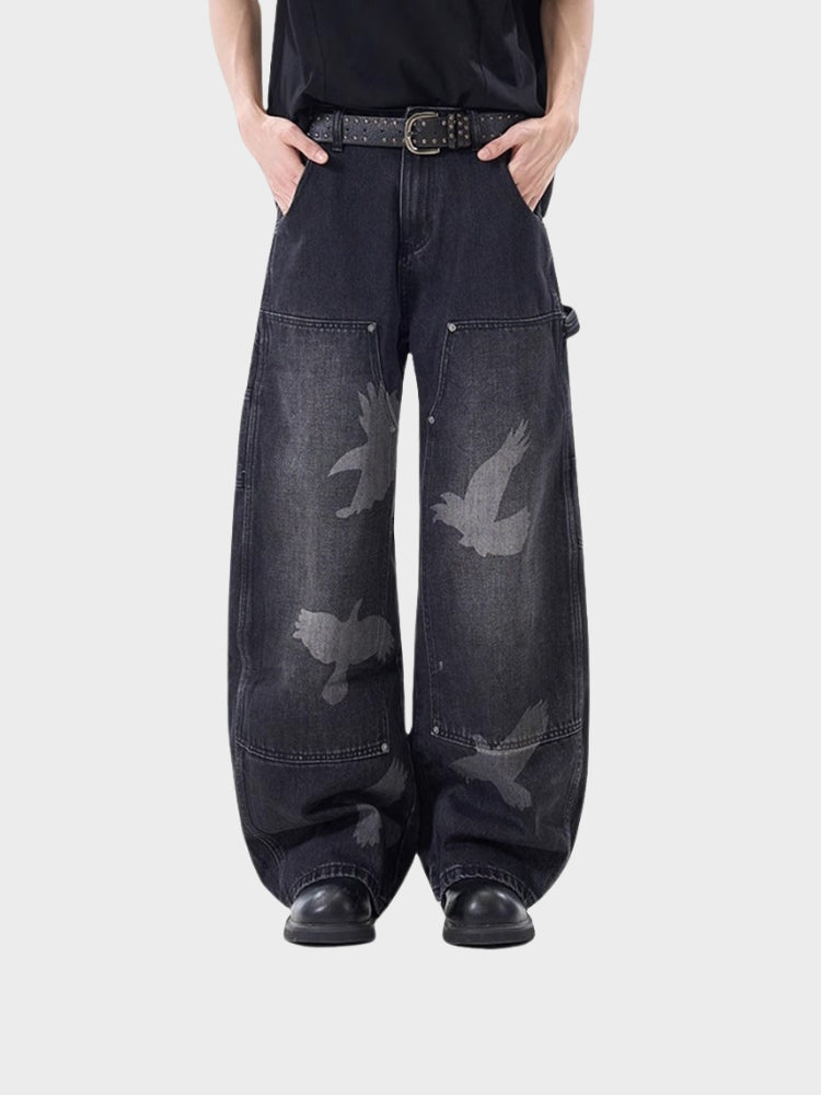 Revelse™ Wide-Leg Loose Fit Baggy Denim Jeans Black