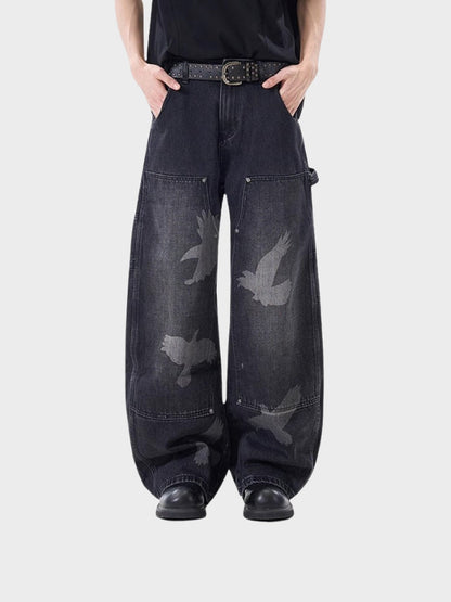 Revelse™ Wide-Leg Loose Fit Baggy Denim Jeans Black