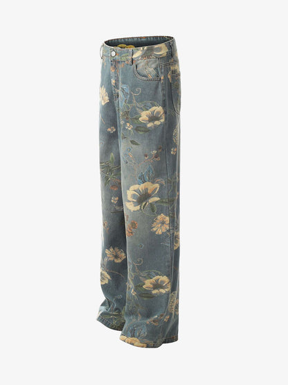 Revelse™ Floral Print Denim Carpenter Jeans