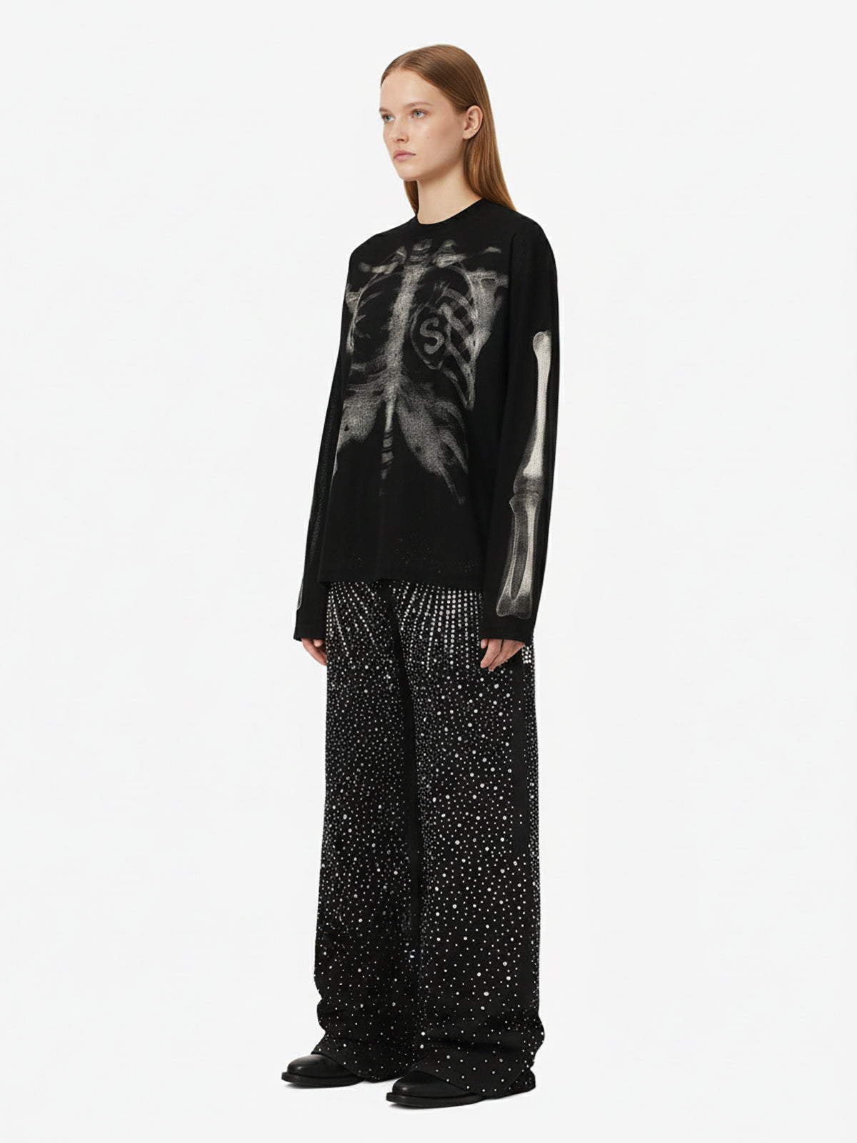 Revelse™ Skeleton Graphic Waffle Knit Sweatshirt