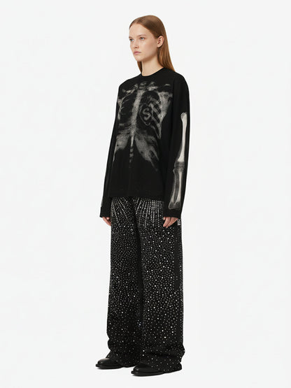 Revelse™ Skeleton Graphic Waffle Knit Sweatshirt