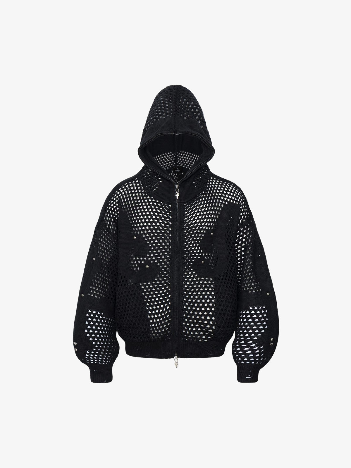 Openwork knit cardigan with a V-neck front