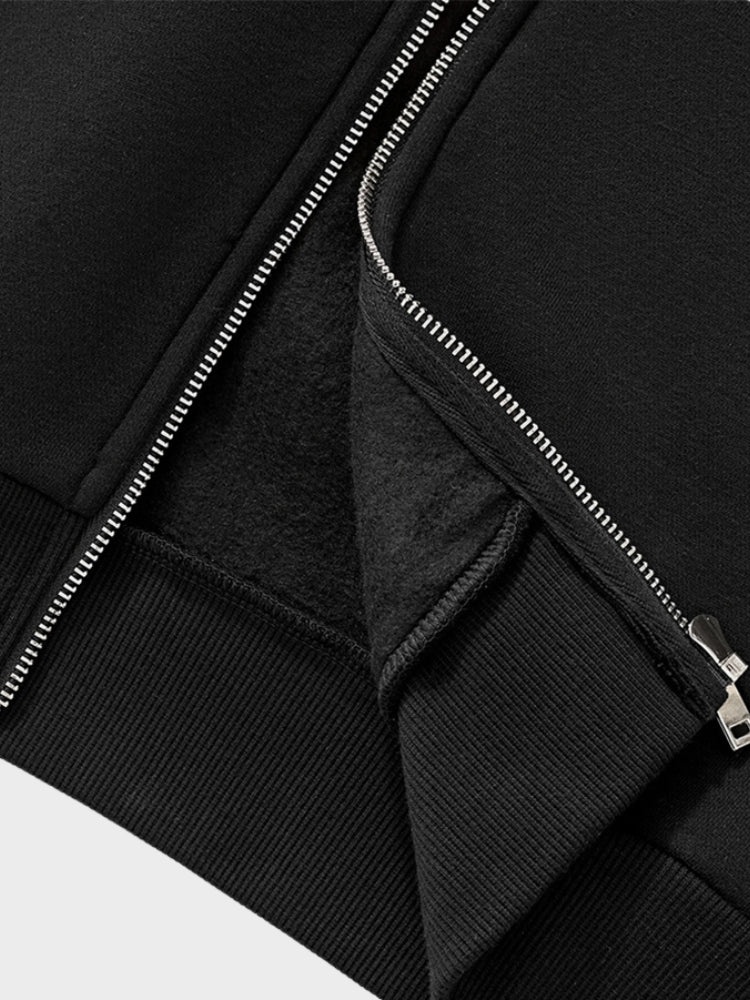 Revelse™ Full-Zip Fleece Hoodie Black Loose Fit