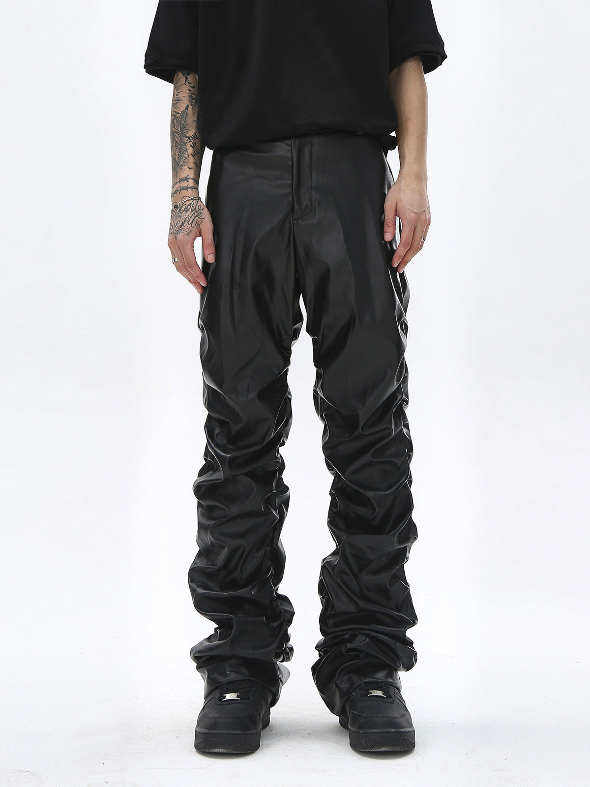 Revelse™ Punk Style Pleated Faux Leather Pants