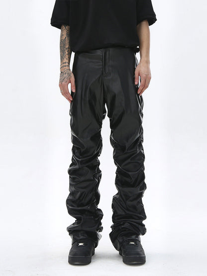 Revelse™ Punk Style Pleated Faux Leather Pants