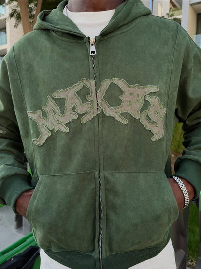 Revelse™ Embroidered Loose-Fit Zip-Up Hoodie