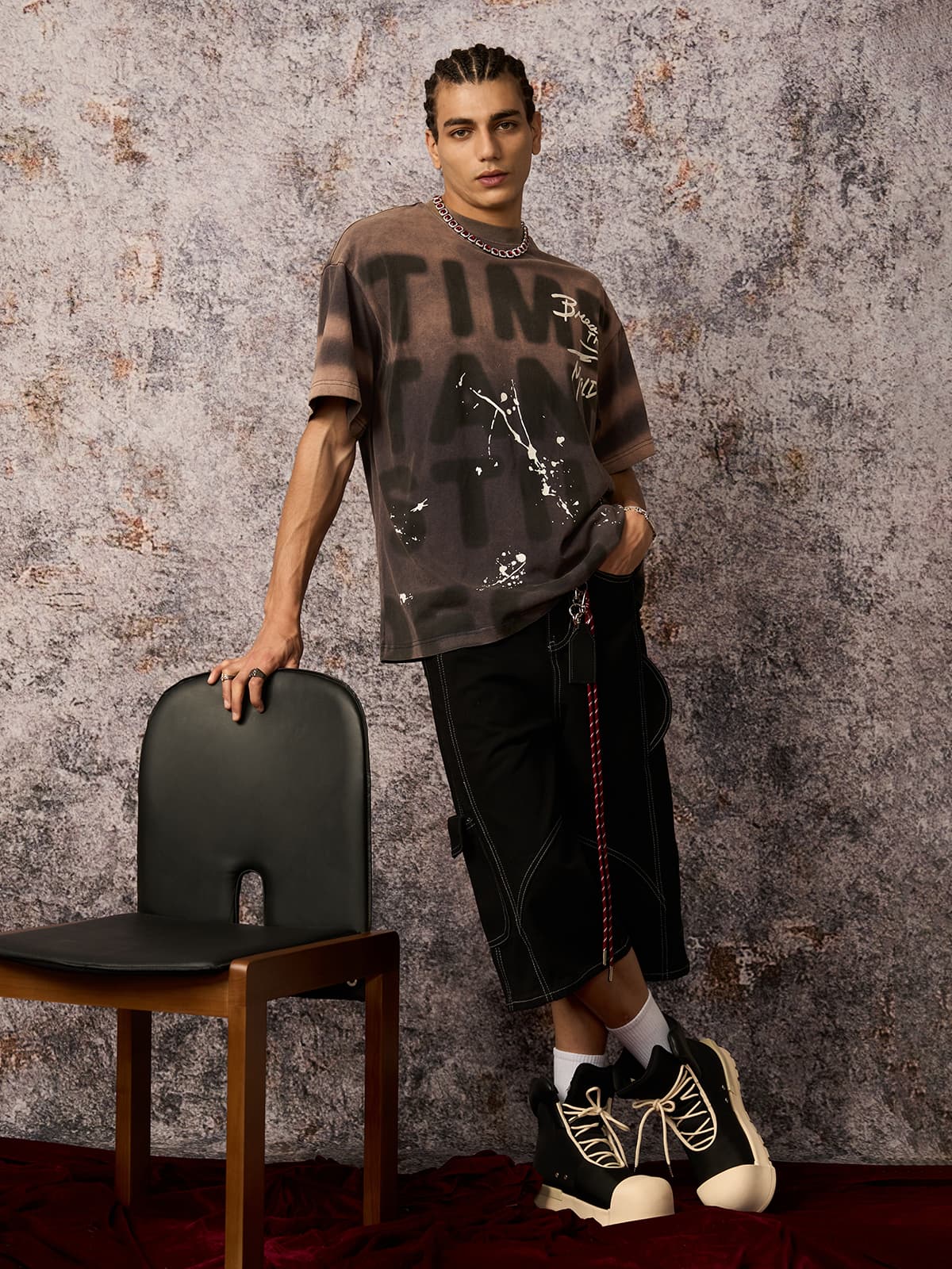 Revelse™ Ink Splash Letter Print T-Shirt