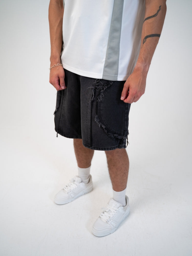 Revelse™ Distressed Embroidered Denim Jorts