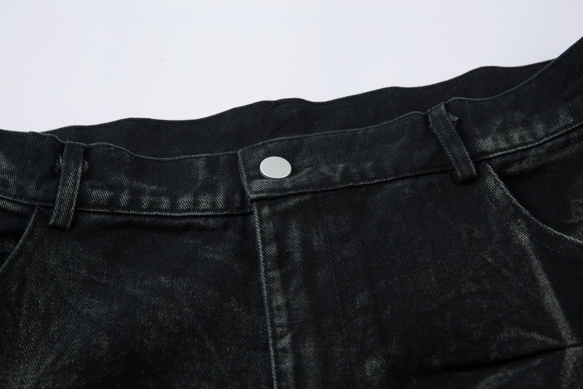Revelse™ Washed Distressed Pleated Baggy Jeans