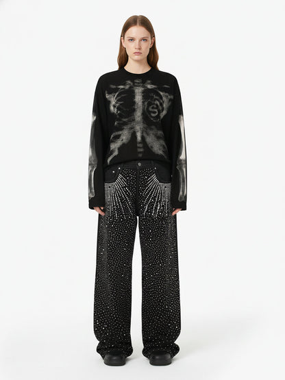 Revelse™ Skeleton Graphic Waffle Knit Sweatshirt