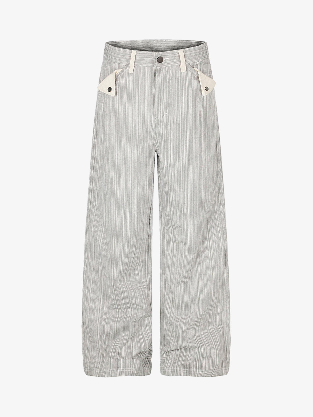 Wide-Leg Graphic Print Jeans With Chain Pocket Details
