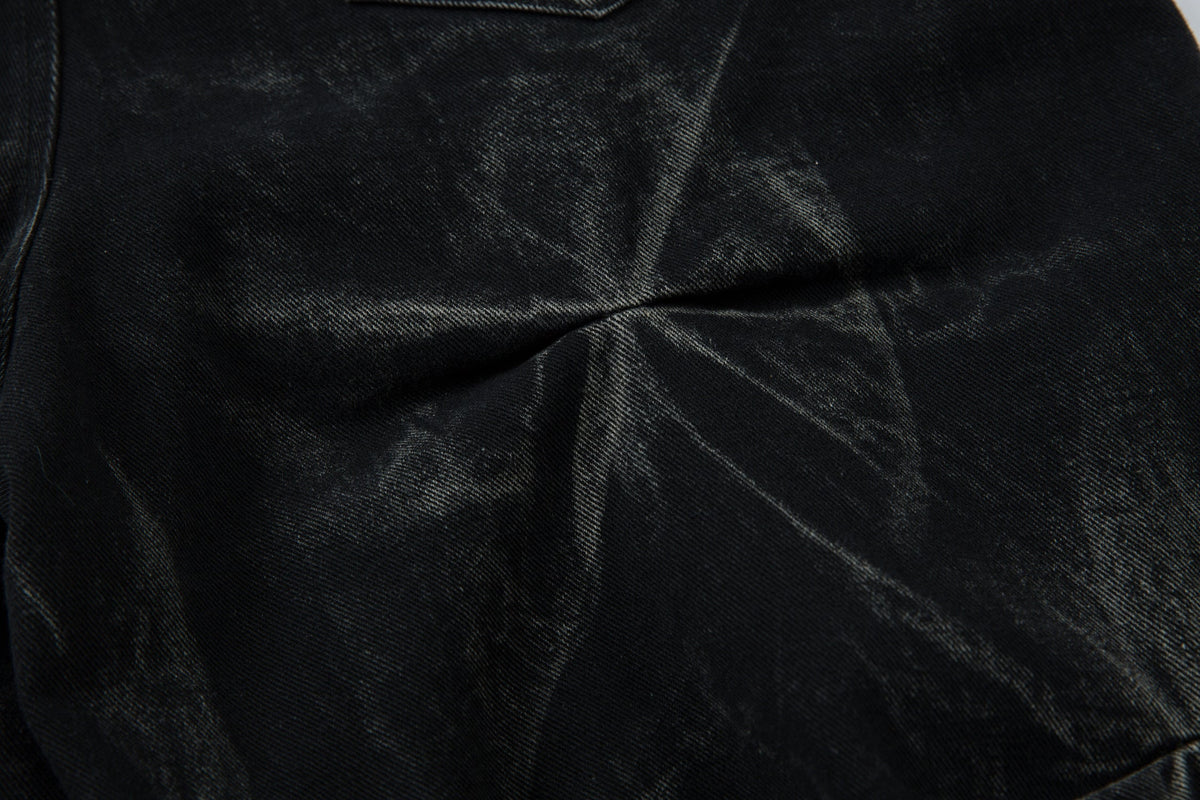 Revelse™ Washed Distressed Pleated Baggy Jeans