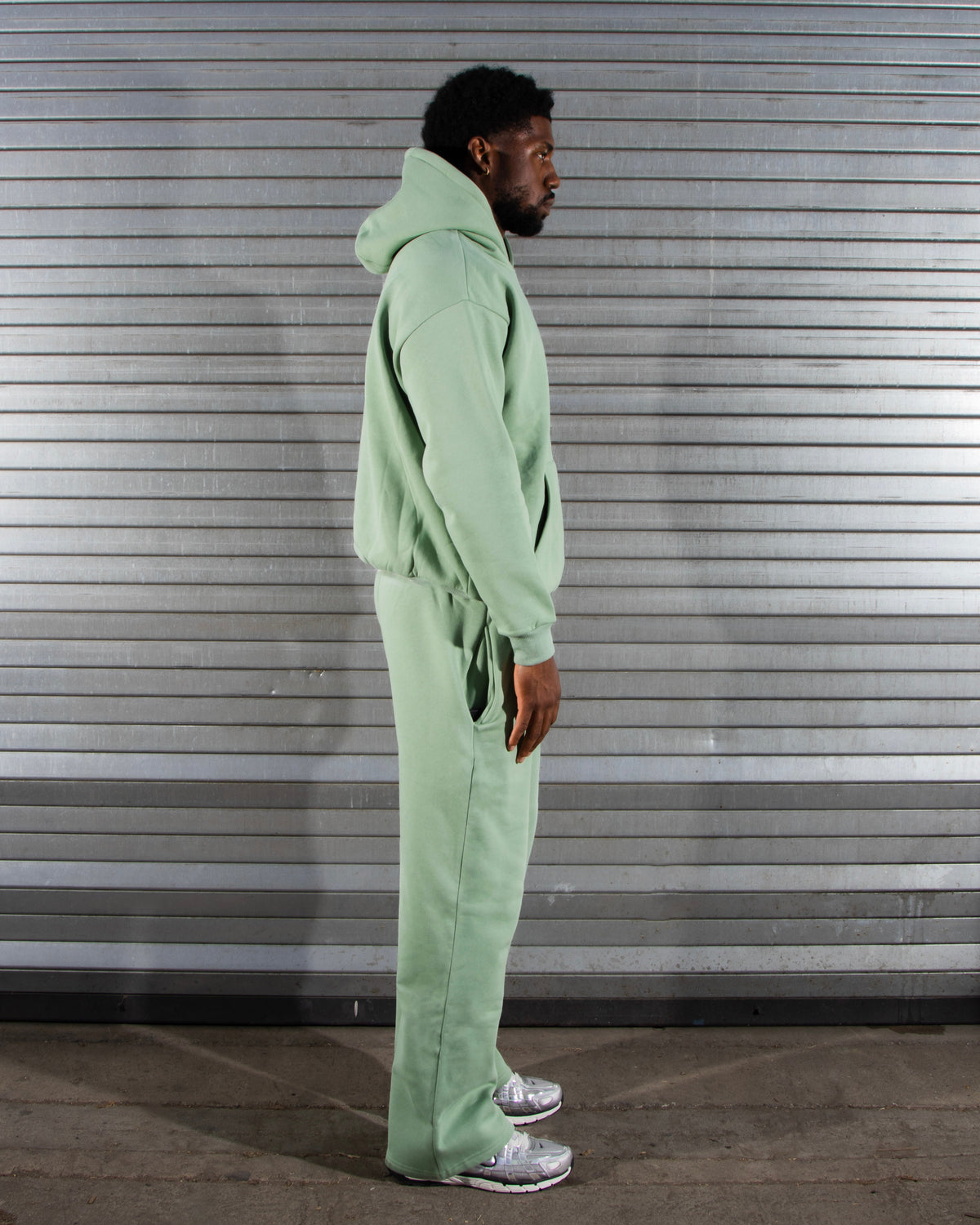 Revelse™ Oversized Cotton Blend Hoodie and Jogger Tracksuit Set Light Green
