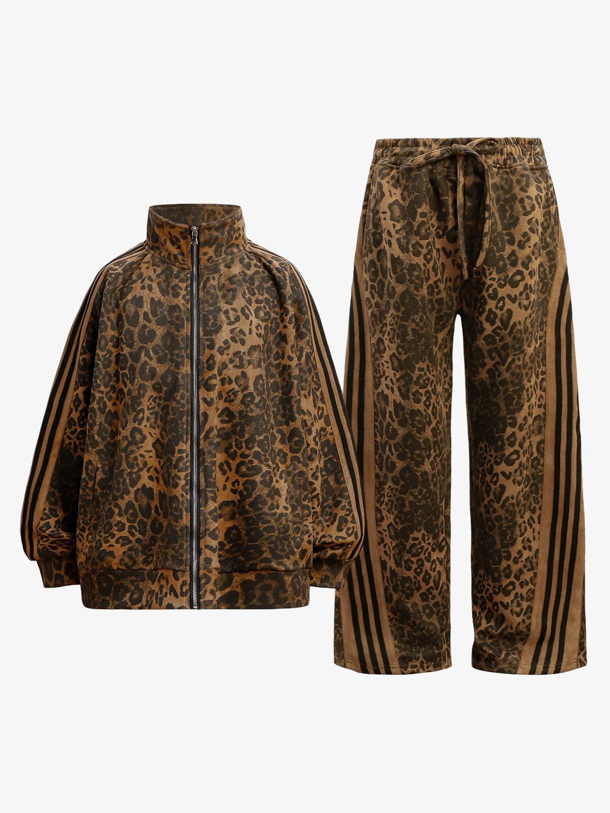 Revelse™ Cheetah Print Suede French Terry Tracksuit