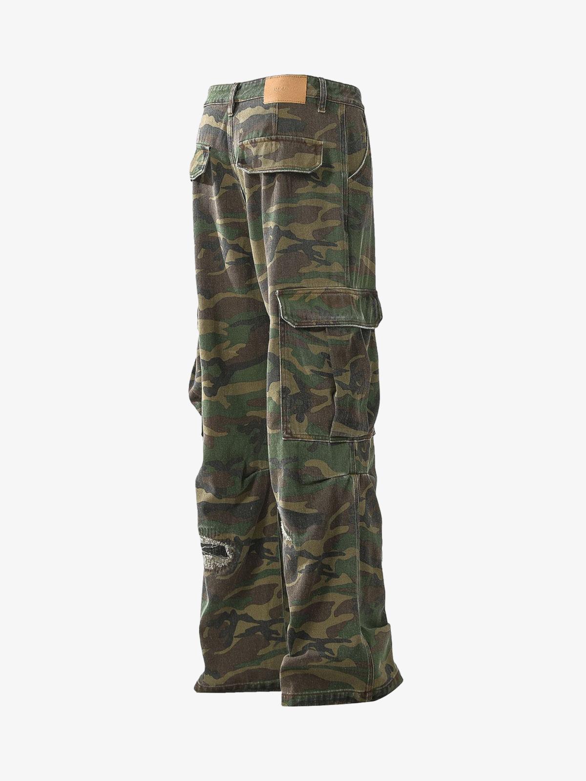 Revelse™ Woven Ripped Camouflage Cargo Baggy Pants