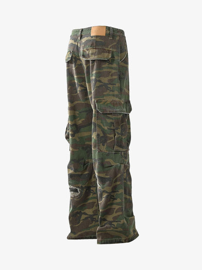 Revelse™ Woven Ripped Camouflage Cargo Baggy Pants