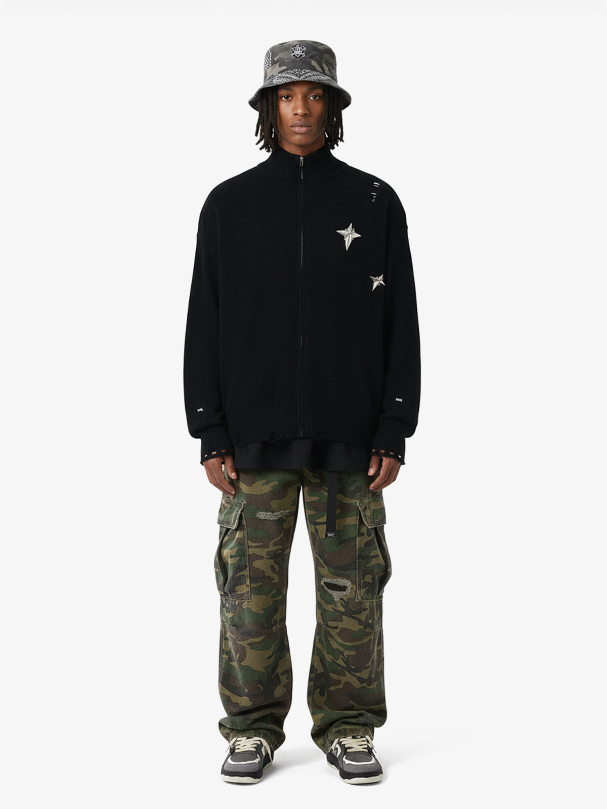 Revelse™ Woven Ripped Camouflage Cargo Baggy Pants