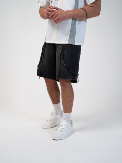 Revelse™ Distressed Embroidered Denim Jorts
