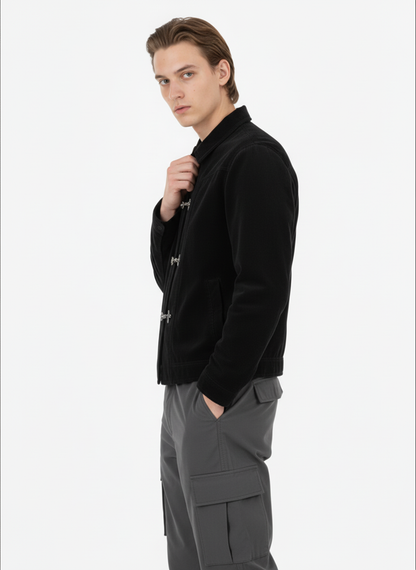 Revelse™ Retro Suede Bomber Jacket with Metal Button Lapel