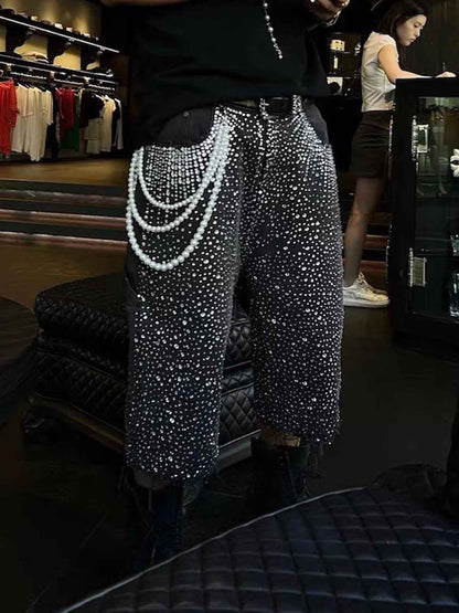 Revelse™ Gradient Rhinestone Embellished Denim Shorts