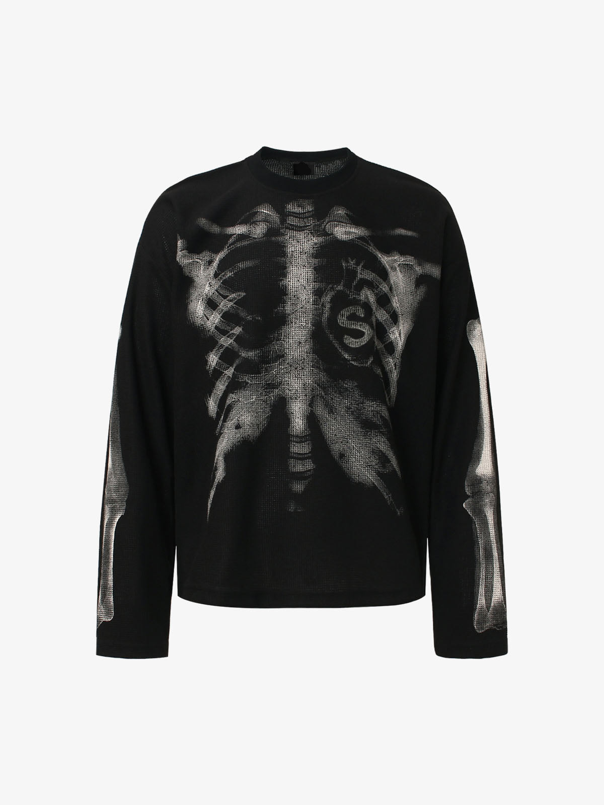 Revelse™ Skeleton Graphic Waffle Knit Sweatshirt