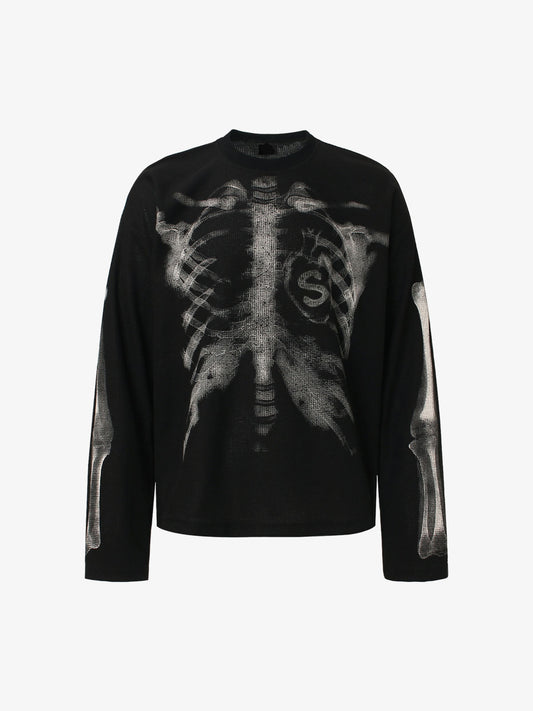 Revelse™ Skeleton Graphic Waffle Knit Sweatshirt