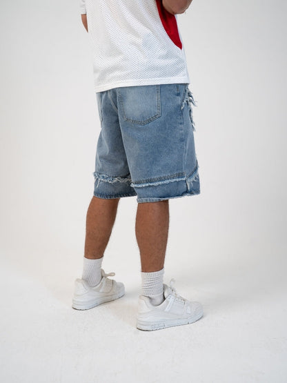 Revelse™ Distressed Embroidered Denim Jorts