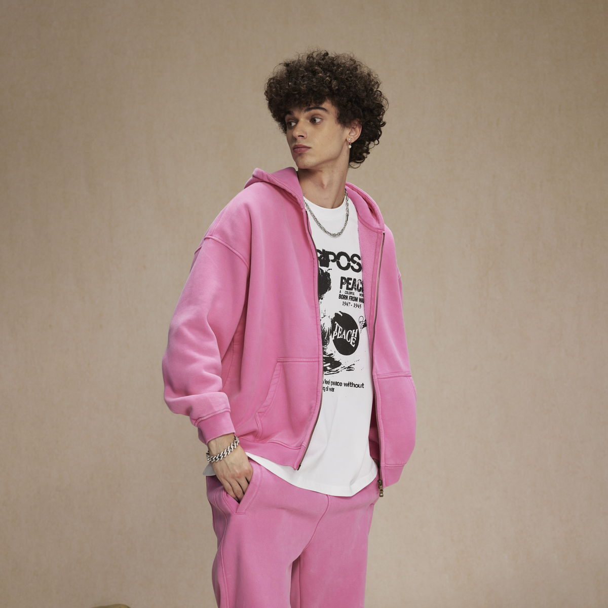 Revelse™ Washed Oversized Retro Zip-Up Hoodie