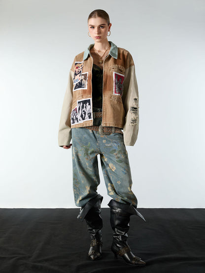 Revelse™ Floral Print Denim Carpenter Jeans